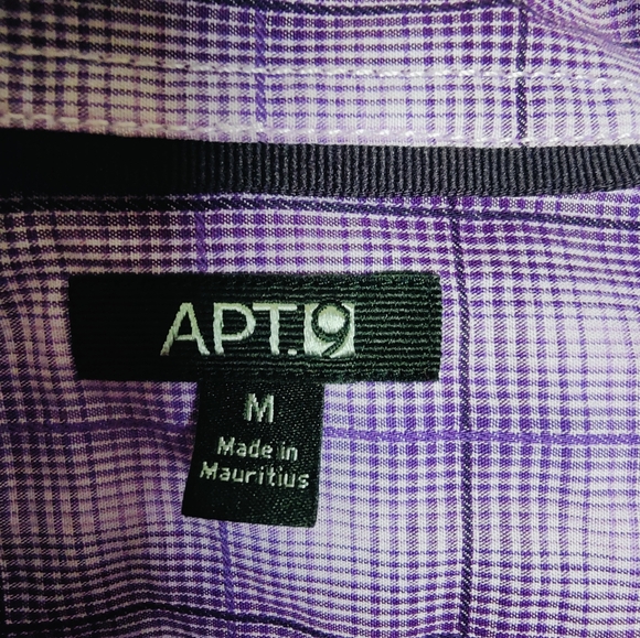 Apt. 9 Men's Purple Plaid Button Down Shirt with Front Pockets, Size M - Picture 3 of 7